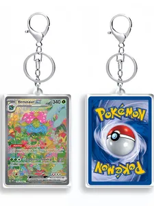 Porte-clés en PVC à succès, anime Super Bulbasaur, monstre floral, <span class=keywords><strong>pixie</strong></span>, carte mignonne, double face, pendentif pour sac d'école, cadeau créatif DIY - Product Image 4