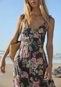 เดรสยาวผ้าลื่นสำหรับผู้หญิงเดรสแม็กซี่ลายดอกไม้สไตล์โบฮีเมีย<span class=keywords><strong>น</strong></span>แข<span class=keywords><strong>น</strong></span>กุดพิมพ์ลายดอกไม้ - Product Image 5