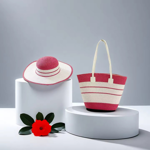 Sac fourre-tout d'été en paille grande capacité, qualité durable, rayures couleur naturelle, prix usine bas, ensemble sac de plage et chapeau – Offre spéciale - Product Image 5
