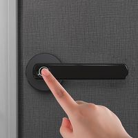 Serrure de porte intelligente en alliage de zinc Fac Wholale Low Pre Ameran avec câble USB d'alimentation d'urgence, déverrouillage par empreinte digitale, finition noire pour bois/acier