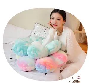 थोक सोफे घर की सजावट मुलायम साटन फूल तकिया गुड़िया Plushies बेडरूम फूल तकिया फूल आकार आलीशान खिलौने