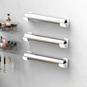 Soporte para bolsas de basura y film transparente para montar en la pared, color blanco, paquete de 2, organizador de almacenamiento para cocina, para uso en el gabinete lateral del refrigerador - Product Image 1