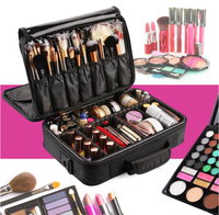 Sac de maquillage portable à 3 couches, grand sac de voyage pour cosmétiques, organiseur de cosmétiques, étui avec séparateurs réglables, trousse de maquillage