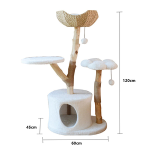Árbol para Gatos <span class=keywords><strong>de</strong></span> Aglomerado E1 con Cesta <span class=keywords><strong>de</strong></span> Ratán <span class=keywords><strong>de</strong></span> Madera Natural, Plataformas <span class=keywords><strong>de</strong></span> Felpa y Postes Rascadores <span class=keywords><strong>de</strong></span> Yute <span class=keywords><strong>de</strong></span> 4mm - Product Image 1