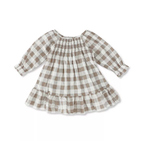 Hot Selling Kurzarm Baby Kleidung Leinen Kleid Baby Girl Gingham Kleid