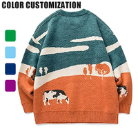 Sudadera de punto de cuello redondo de gran tamaño Anime suéter suéteres Unisex Jumper Custom Jersey Knit Jumper Custom
