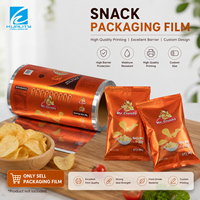 Rouleau de film d'emballage pour chips imprimé sur mesure en gros, rouleau de film plastique laminé en aluminium haute résistance en stock