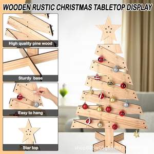 Creative Wooden Christmas Tree Decorations Natural Wood Color Foldable Battery Operated Multicolored <b>Lights</b> Easy Installation - Product Image 4