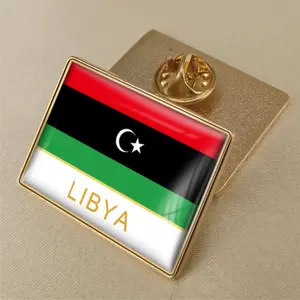 Brincos de bandeira da Líbia em gel de cristal de alta qualidade, emblemas de todos os países do mundo