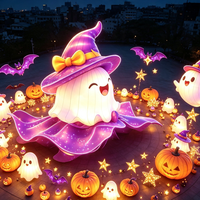 Lanternes fantômes mignonnes en forme de chapeau pour Halloween, décorations douces et peu effrayantes pour centres commerciaux, parcs familiaux et éclairage de rues piétonnes
