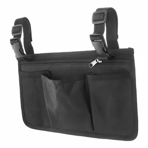 Simple oxford wheelchair side hanging armrest pouch with plastic buckle