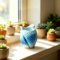 Moule en plâtre de hibou DIY Premium pour pot de fleurs en béton/ciment, vase, décoration de jardin, ou création de gâteaux