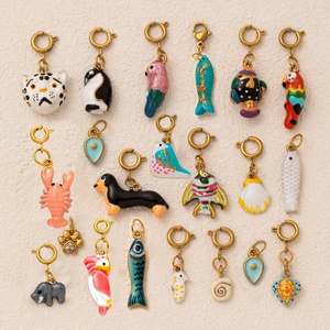 Boutique de Animales Esmaltados | Dije con Colgante de Animal de Acero Inoxidable Chapado en Oro de 18K PVD para Fabricación de Joyas | Impermeable y Duradero - Product Image 2