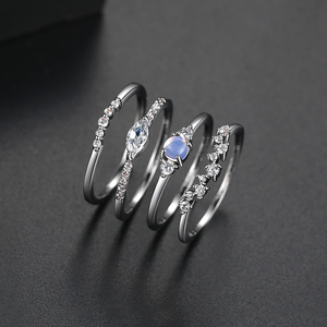 LUOTEEMI Trendy <span class=keywords><strong>Couple</strong></span> plaqué or blanc Rhodium Combinaison de la bague pour l'éternité de l'amour véritable Bague Turquie - Product Image 5