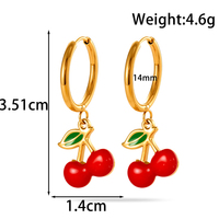 Ensemble de boucles d'oreilles et collier MaiNa en acier inoxydable avec motif de fruits (fraise, pastèque), bijoux mignons pour filles, décontractés, pour les fêtes, rouge, doux