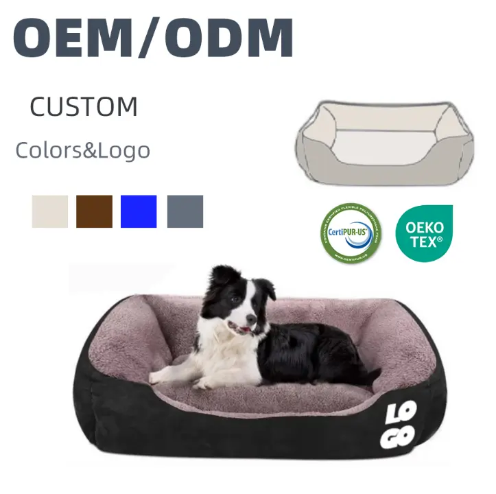 Cama ortopédica personalizada para perros al por mayor con espuma viscoelástica y cojín corto de felpa