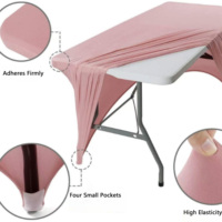 Housse de table en spandex imprimée multicolore et multiforme sur mesure, toile de fond en tissu polyester extensible, anti-plis et imperméable