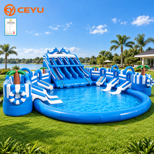 Ceyu Wasserrutsche Aufblasbarer Park Planschbecken Delfin Ozean Burg Outdoor Sommer Kindergeburtstag Party Spaß Verleih Direkt ab Werk - Product Image 1