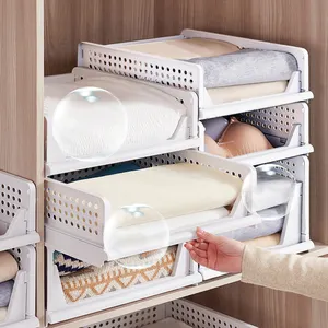 Caja de almacenamiento plegable DS2520 para armario, cajón de plástico apilable, cesta para ropa, caja de almacenamiento plegable para armario - Product Image 5