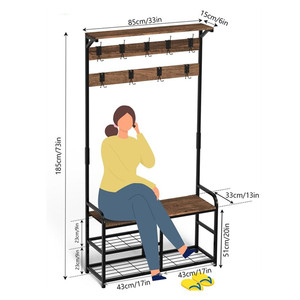 <span class=keywords><strong>Porte</strong></span>-<span class=keywords><strong>manteau</strong></span> <span class=keywords><strong>industriel</strong></span> moderne autoportant pour entrée de couloir <span class=keywords><strong>Porte</strong></span>-<span class=keywords><strong>manteau</strong></span> sur pied avec banc à chaussures - Product Image 6