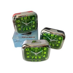 <b>Desk</b> Clock Alarm Silent Sweep Movement Green Face Square Design - Product Image 1