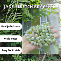 Bracelets pour femmes JD Fashion Classic Summer, 100% jade naturel, perles personnalisées, extensibles, forme de boule, cadeau fait main