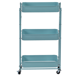 Tùy Chỉnh Nhựa Nhà Bếp 3 Tier Phòng Tắm Tổ Chức Kim Loại Màu Trắng Xe Đẩy Xe Giá Kệ Cán Lưu Trữ Giỏ Hàng Trên Bánh Xe - Product Image 3