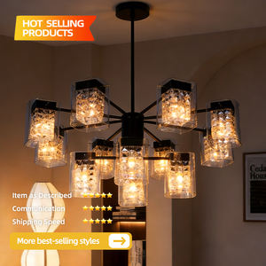 Elegante lámpara colgante E26 de cristal con múltiples cabezales dorados para sala de estar, comedor, dormitorio, estudio, de alta calidad. - Product Image 2