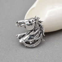 Broches en alliage couleur or et argent en forme de tête de cheval pour hommes et femmes, style vintage, épingle animale, style punk, accessoires de costume pour mariage et fiançailles