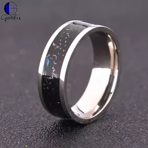 Gentdes ювелирные изделия PVD покрытие хип-хоп титановое кольцо инкрустация метеорит опал обручальное кольцо титановое Ювелирное кольцо
