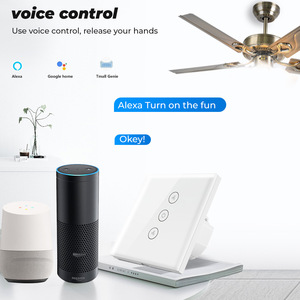 델비즈 EU 표준 유리 패널, Google Alexa,Tuya 앱 스마트 터치 WIFI 팬 스위치로 선풍기 자동 원격 제어 작업 - Product Image 4