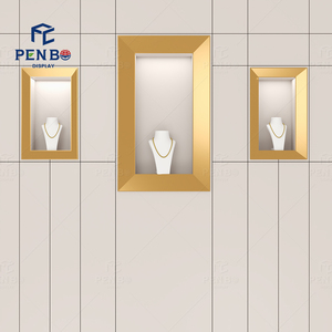 Escaparate de pared de madera moderno con almacenamiento oculto y estantes iluminados para joyerías Almacenamiento de pared de estudio de joyería - Product Image 6