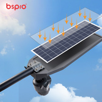 Lampadaire solaire LED Bspro 200W en ABS avec caméra 4G CCTV PTZ, capteur de mouvement IP65 et reconnaissance faciale IA
