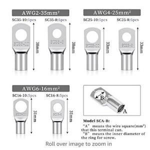 Conector de crimpado de cobre con terminal de anillo serie SC 255 4-35 mm estilo europeo, kit de 30 piezas - Product Image 4