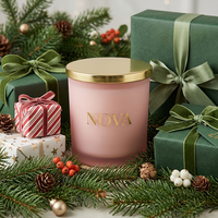 Gelas Lilin Kosong Mewah Warna-warni 8oz 10oz 14oz untuk Natal/Pernikahan, Stoples Lilin Unik Nordik dengan Tutup