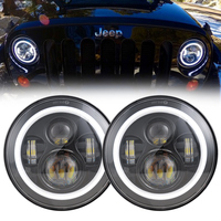 Phare LED rond blanc et noir de 7 pouces, étanche IP67, phare de 7 pouces pour buggy, DRL, clignotant ambre pour Jeep Wrangler JK