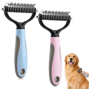 Brosse à poils pour chien et chat, peigne de toilettage double face, outil pour enlever les poils lâches et démêler les nappes - Product Image 1