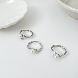 <b>925</b> Sterling <b>Silver</b> Zircon Pearl <b>Ring</b> For Women Minimalist Design Everyday Wear Fine Jewelry - Product Image 3