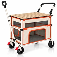 Table de poussette pliable en acier au carbone pour animaux de compagnie, portable pour chats et chiens, idéale pour le camping, le transport de marchandises, remorque mobile à quatre roues