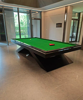 Table de billard BVM haut de gamme au design contemporain, 9 pieds, professionnelle, avec plateau en pierre bleue, poches en verre, pour intérieur, finition de luxe