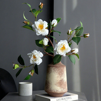 Y-054 Nieuwe 52cm Witte Kunstzijde Camelia Bloem voor Tafeldecoratie Thuis, Bloemstuk voor Nachtkastje, Slaapkamer