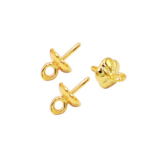หมุดฟอยล์ทองแดงชุบทอง18K กระดุมกลีบดอกสำหรับทำเครื่องประดับ DIY - Product Image 4