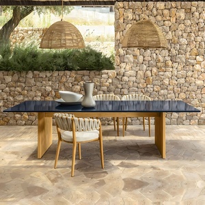 Ensemble de salle à manger d'extérieur durable en bois de teck avec design en corde, meubles de patio pour <span class=keywords><strong>jardin</strong></span>, <span class=keywords><strong>salon</strong></span> et cuisine - Product Image 2