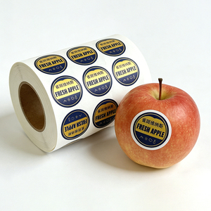 Pegatinas para Niños con Diseño de Plátanos, Melocotones y Fresas, Pegatinas Redondas de Frutas, Etiquetas Autoadhesivas Impresas en Rollo - Product Image 4