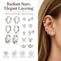 Offre Spéciale : Ensemble de Boucles d'Oreilles Romantiques – Combiné de Boucles d'Oreilles Ondulées, Cœur, Papillon, Couronne et Clous d'Oreilles Plats