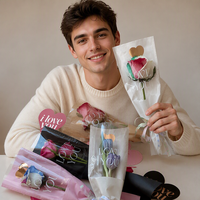 Sac d'emballage pour bouquet de fleurs de haute qualité en gros, sac d'emballage pour la Saint-Valentin, sac tube droit pour roses, matériaux
