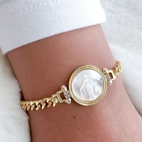 Nouveauté Bracelet Médaille Miraculeuse en Nacre Bijoux Catholiques Bijoux Religieux Bracelet Vierge Marie Bracelet Virgen