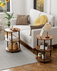 Tavolino <span class=keywords><strong>da</strong></span> Caffè in Metallo a 3 Ripiani, <span class=keywords><strong>Design</strong></span> Stretto, Stile Industriale Vintage per Camera <span class=keywords><strong>da</strong></span> Letto e Soggiorno - Product Image 5