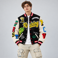 Veste universitaire patchwork, veste bomber brodée sur mesure, streetwear, vêtements d'équipe pour hommes