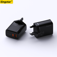 Cargador Tipo C de 25W con Enchufe EU, US, UK, Carga Rápida QC3.0 PD, Cargador de Teléfono Móvil con LED, Adaptador de Corriente USB C, Precio de Fábrica
